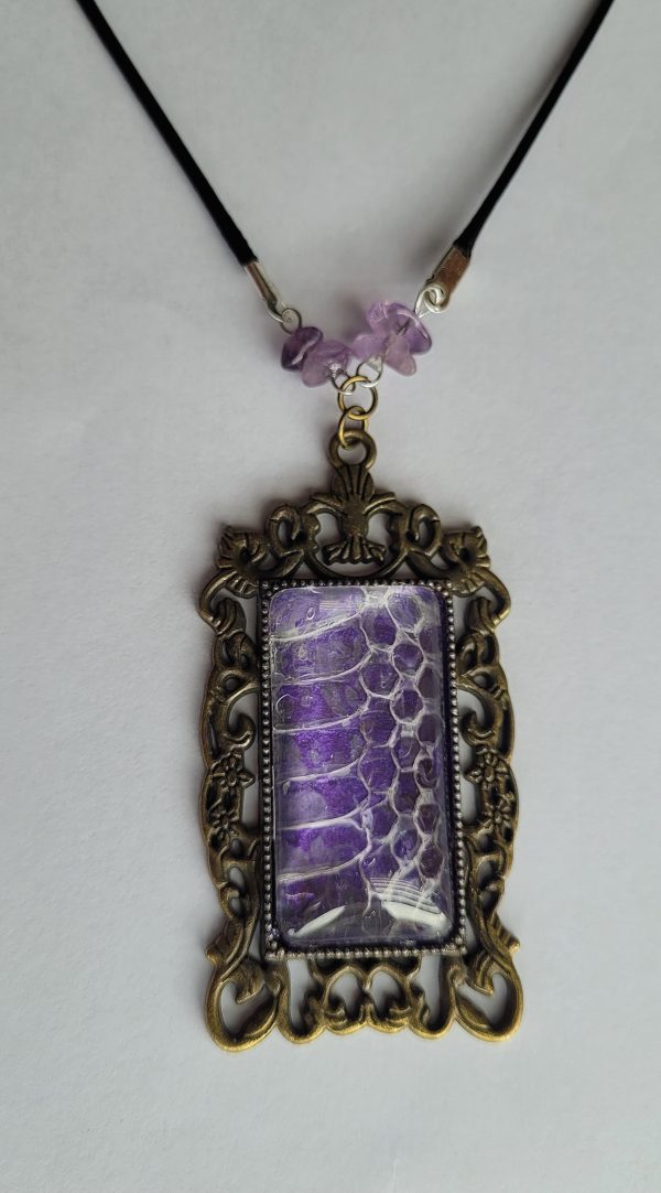 brocante ketting met slangenhuid - Afbeelding 2